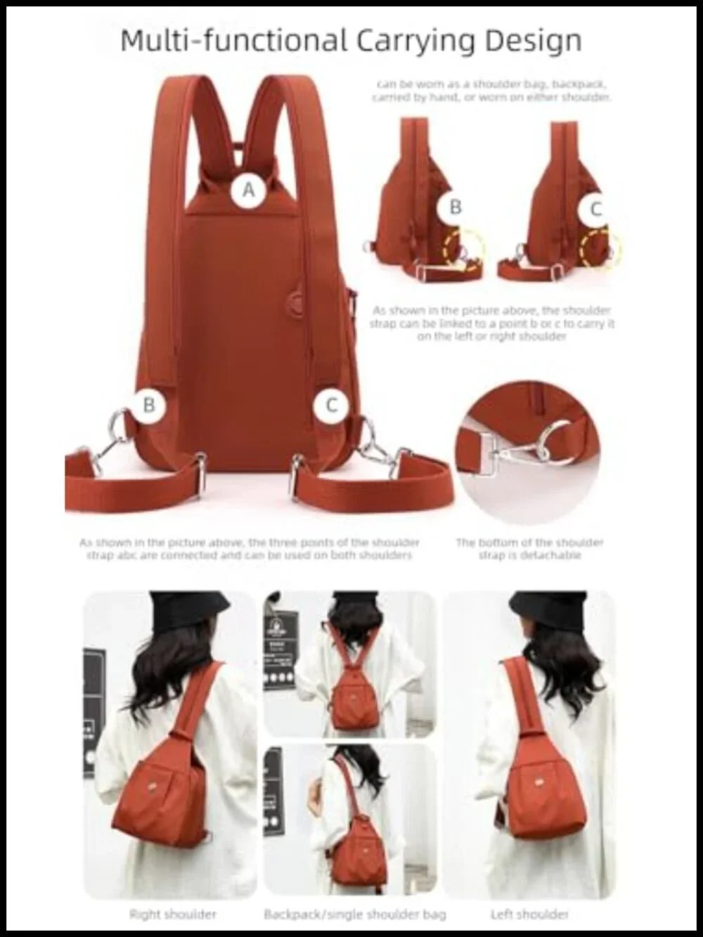 Convertible Anti-Theft Tote Backpack Crossbody, Water-Resistant Oxford, RFID,